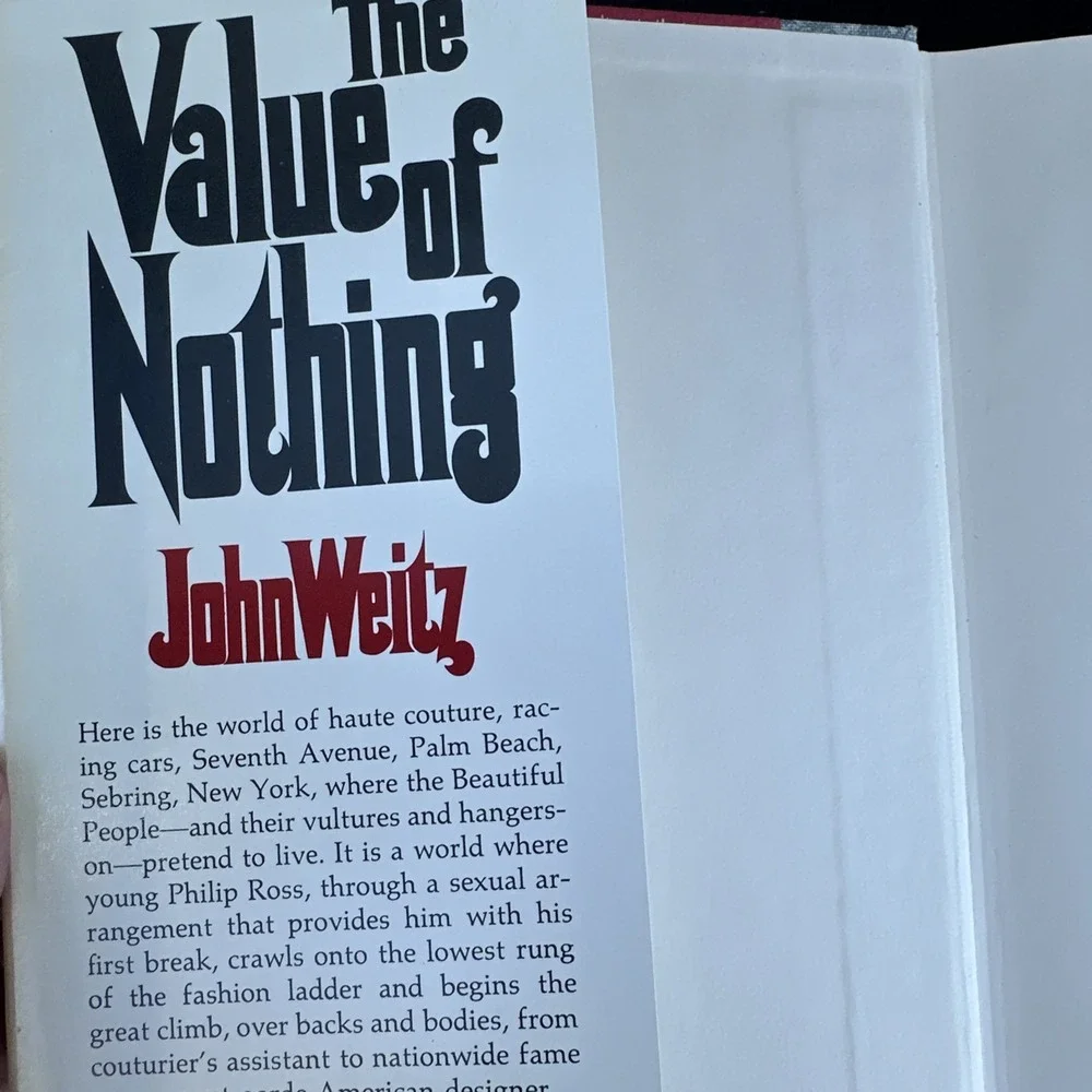 John Weitz The Value Of Nothing‎ 1970 HCDJ Stein & Day
